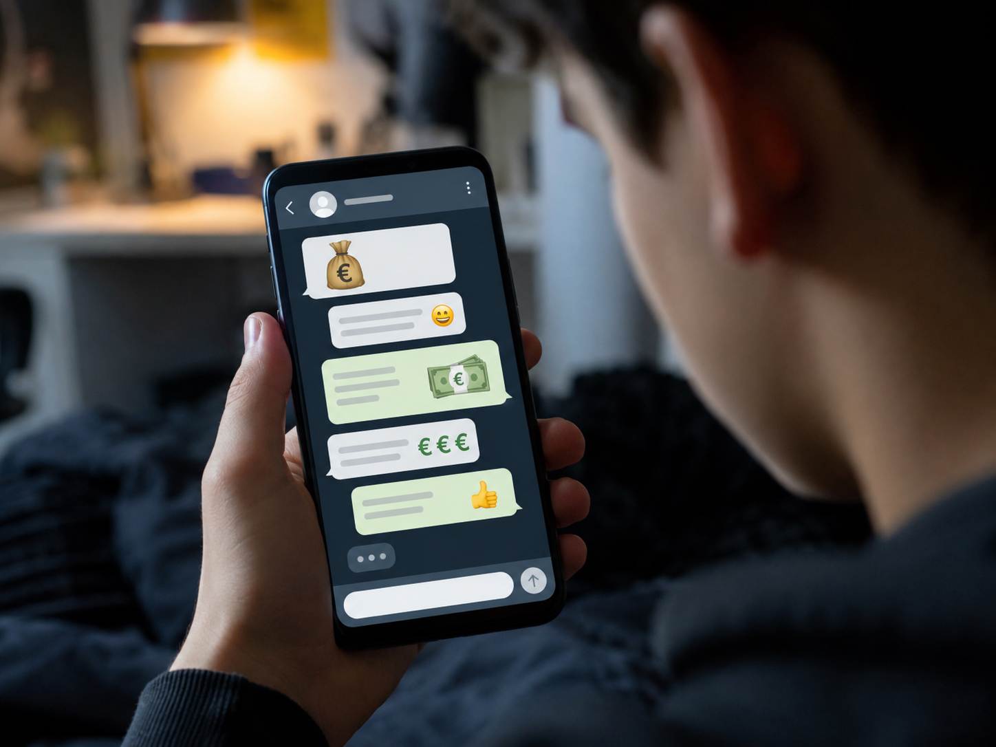 Jongen Kijkt Op Telefoon